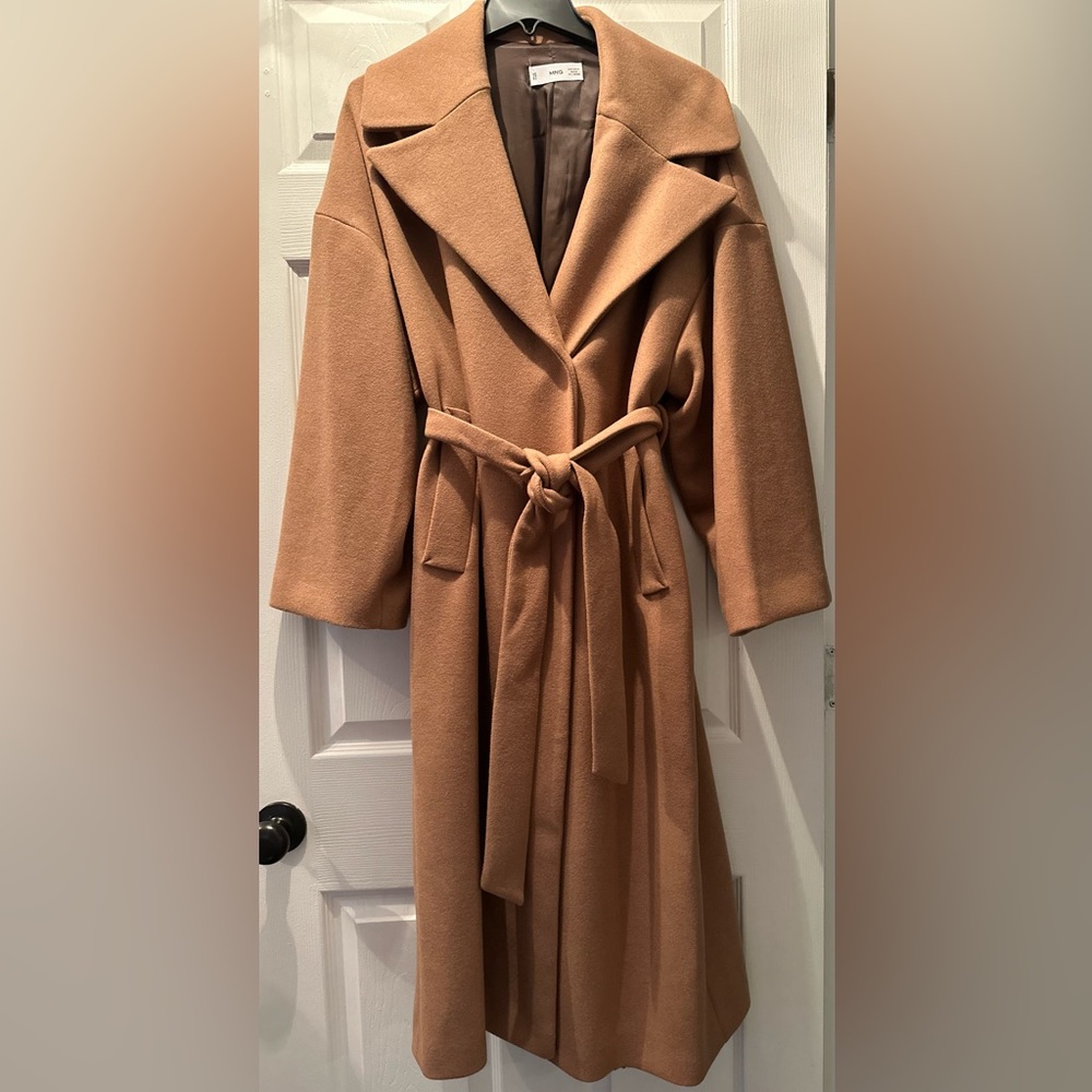 “Mango” overcoat wide lapel wool-blend